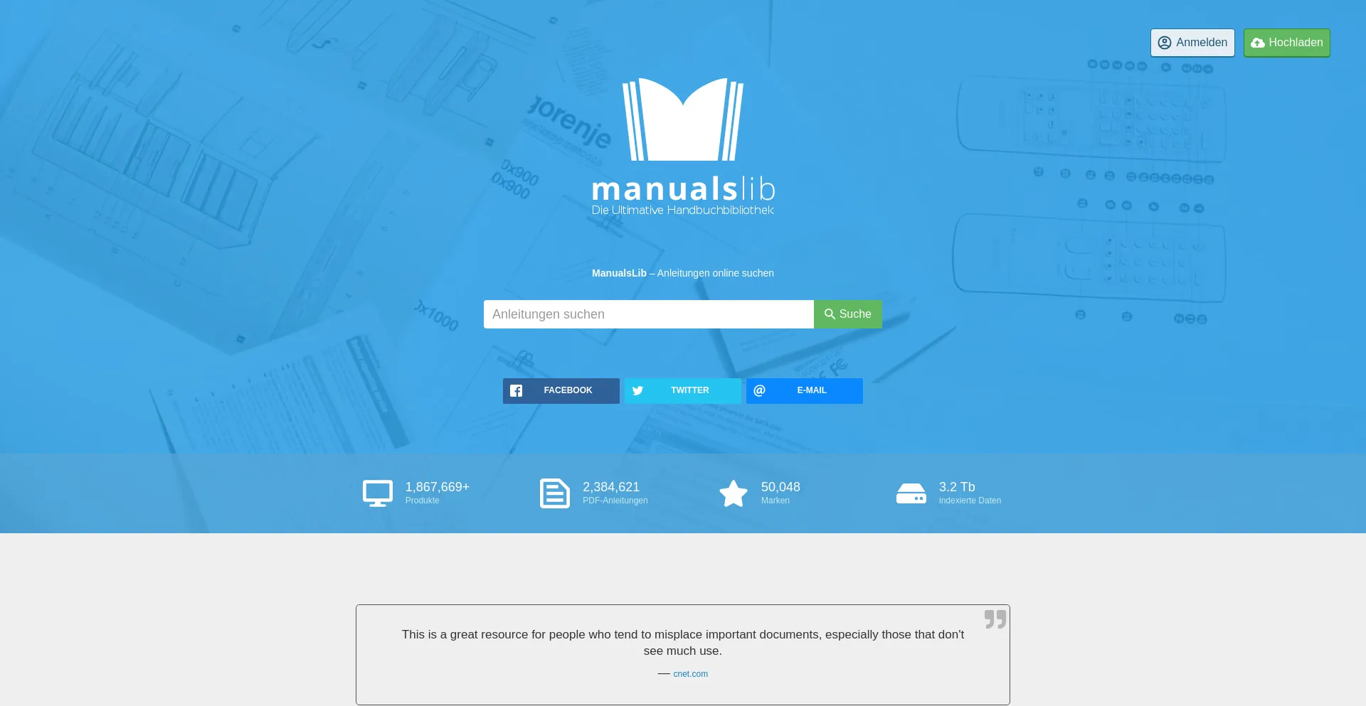 Screenshot of manualslib.de homepage