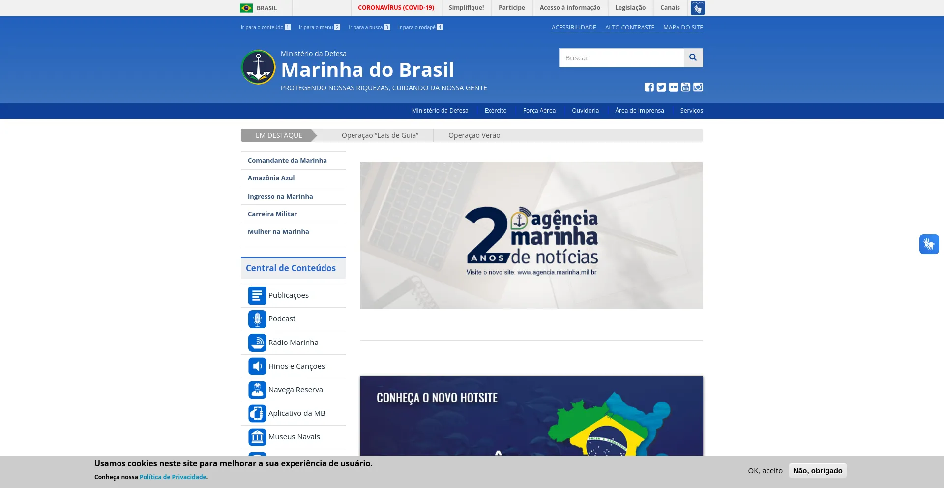 Screenshot of marinha.mil.br homepage