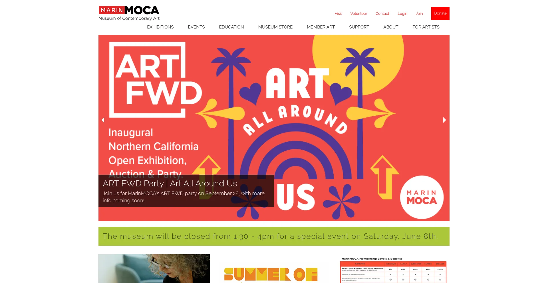 Screenshot of marinmoca.org homepage