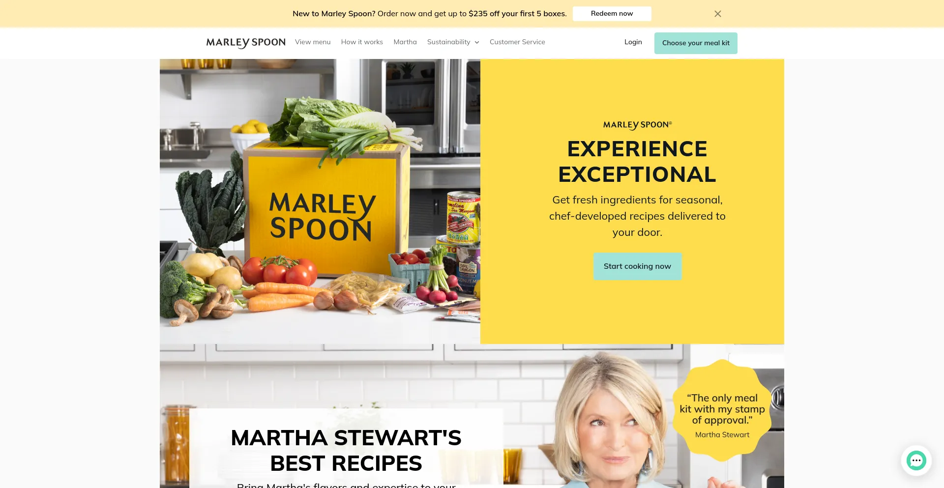 Screenshot of marleyspoon.com homepage