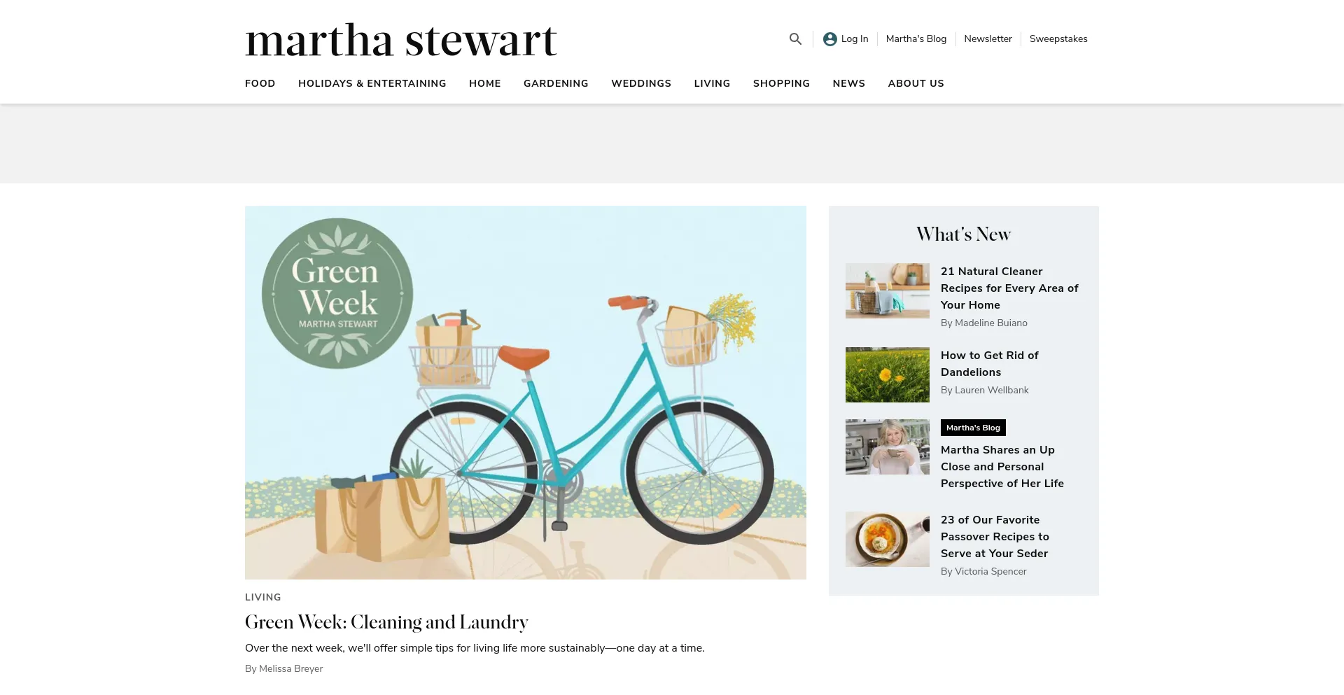 Screenshot of marthastewart.com homepage