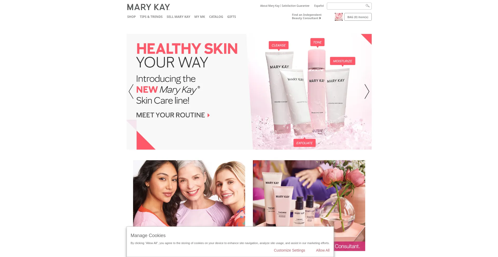 Screenshot of marykay.com homepage