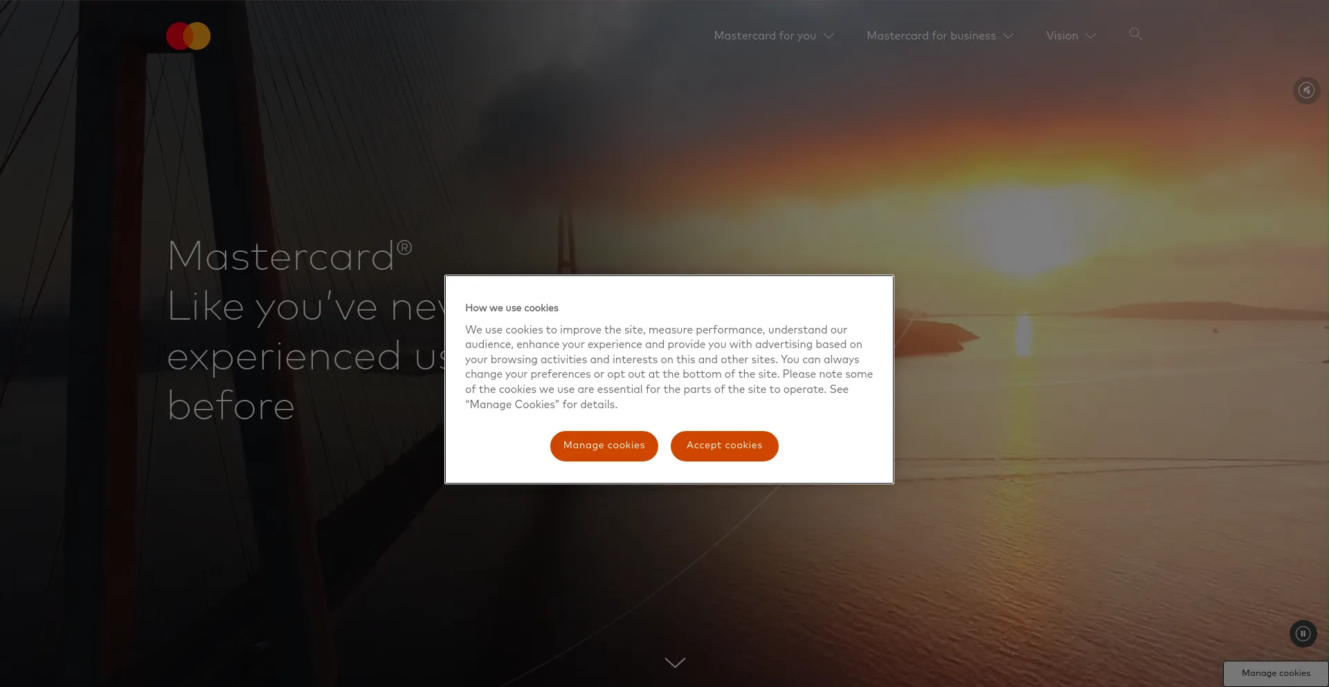 Screenshot of mastercard.com homepage