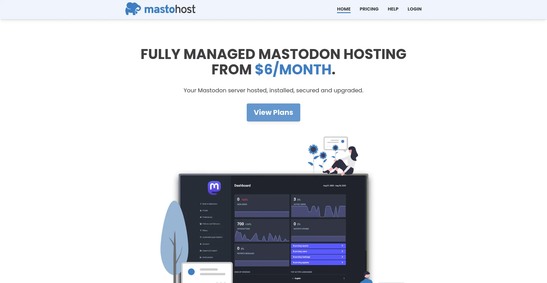 Screenshot of masto.host homepage