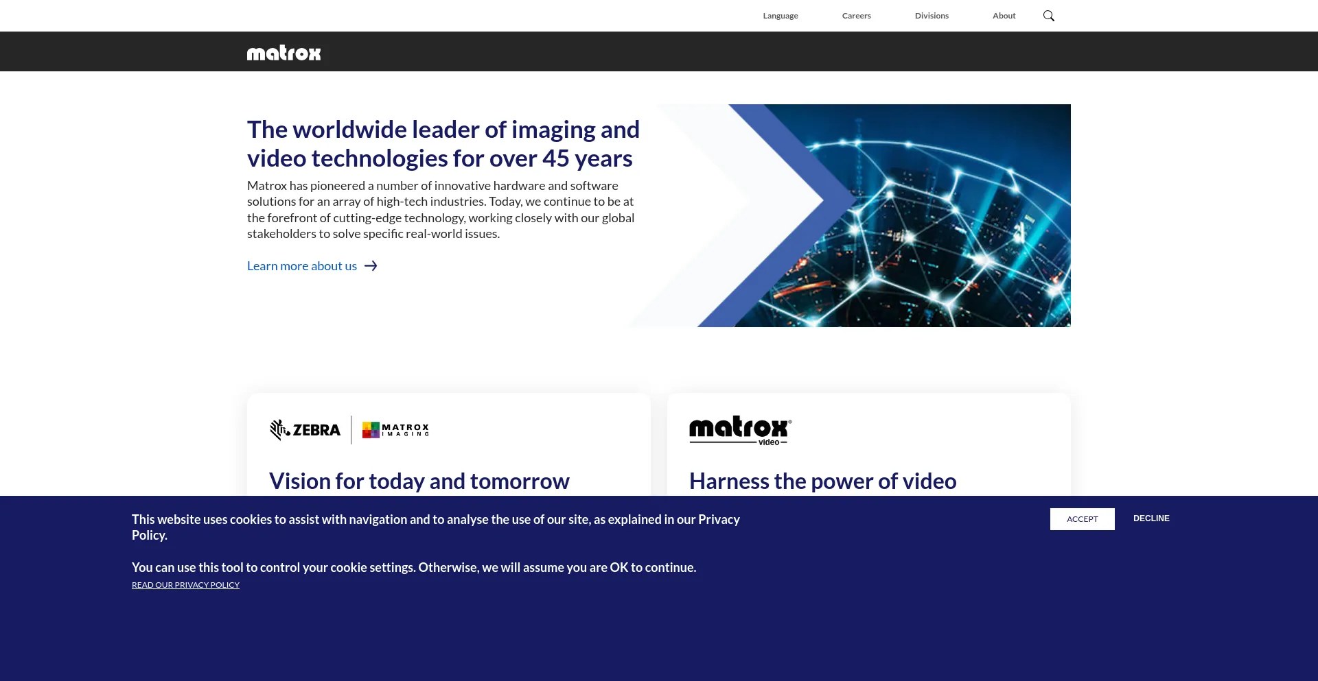 Screenshot of matrox.com homepage