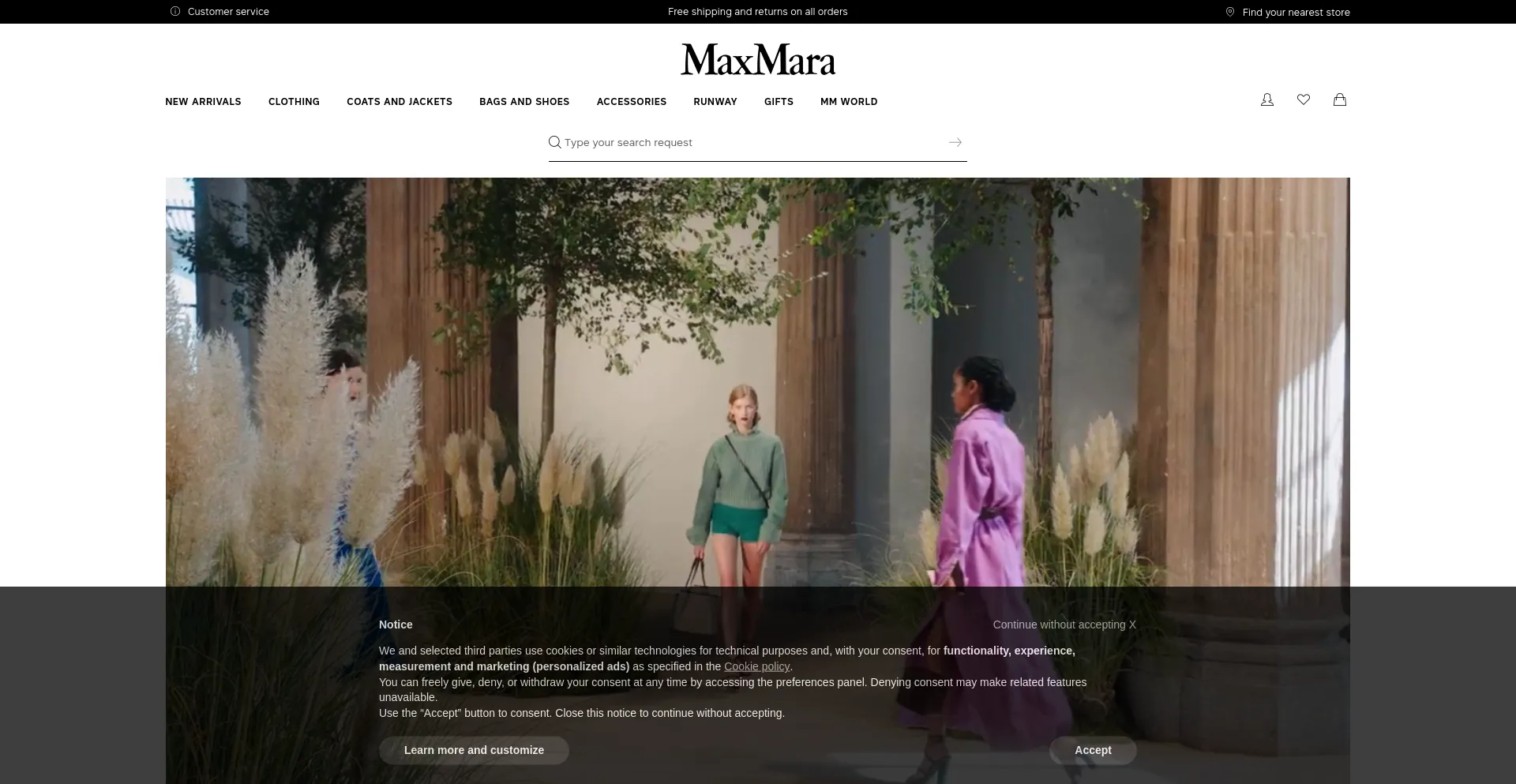 Screenshot of maxmara.com homepage