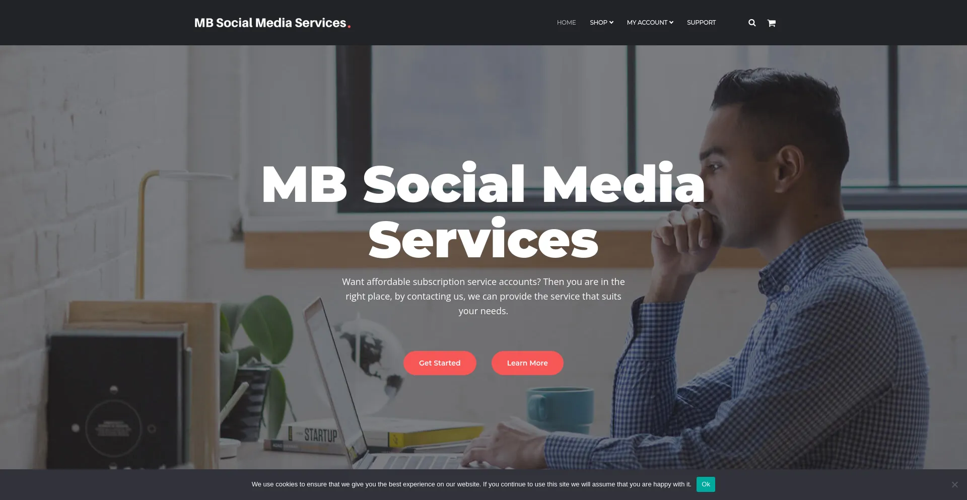 Screenshot of mbsocialmediaservices.com homepage