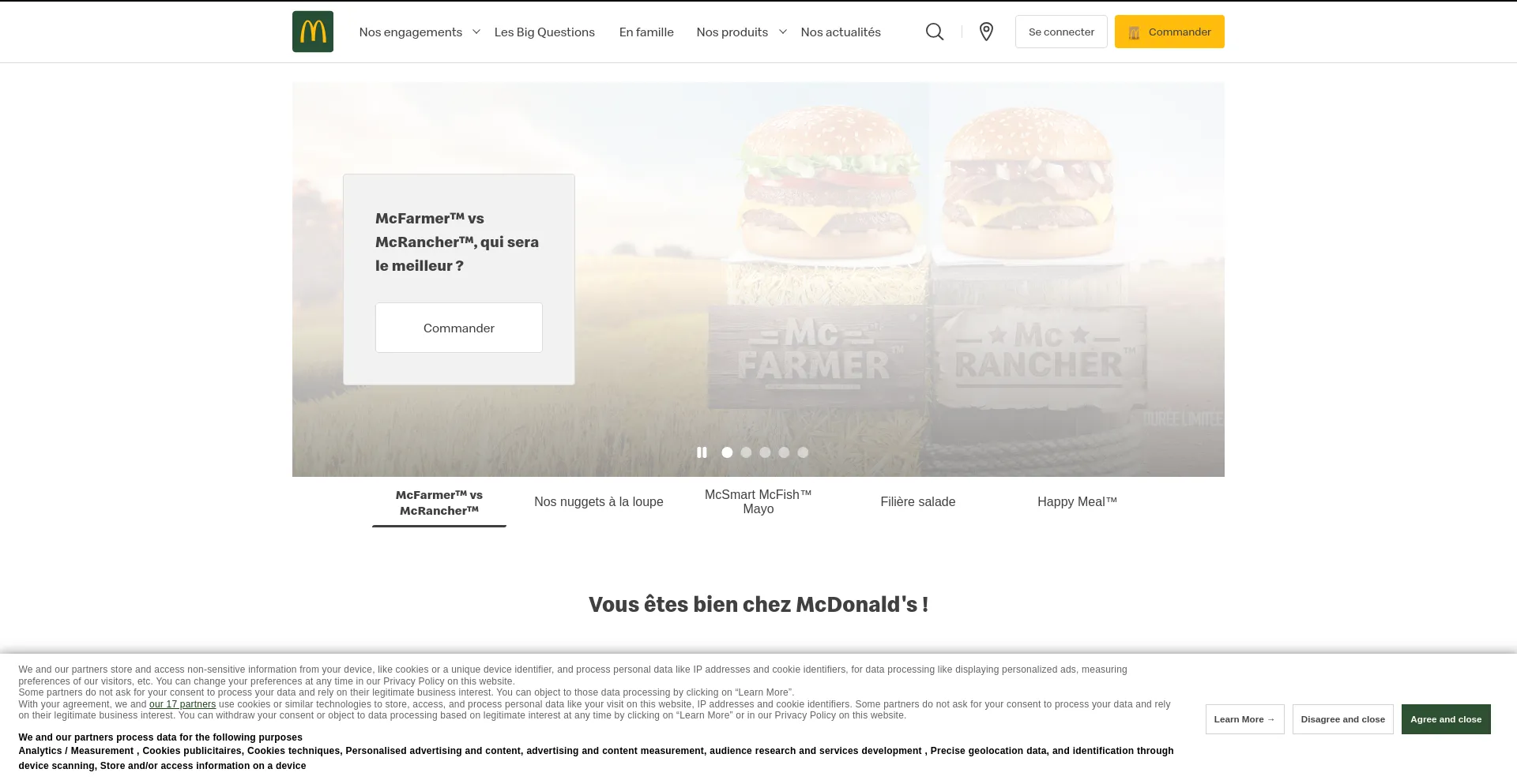 Screenshot of mcdonalds.fr homepage