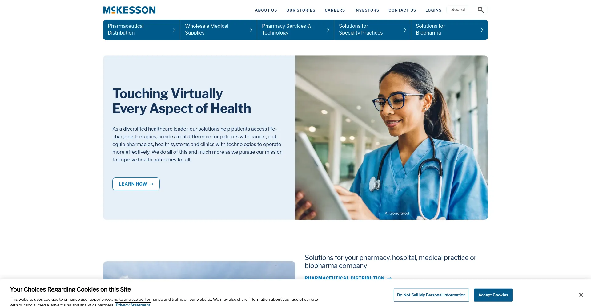 Screenshot of mckesson.com homepage