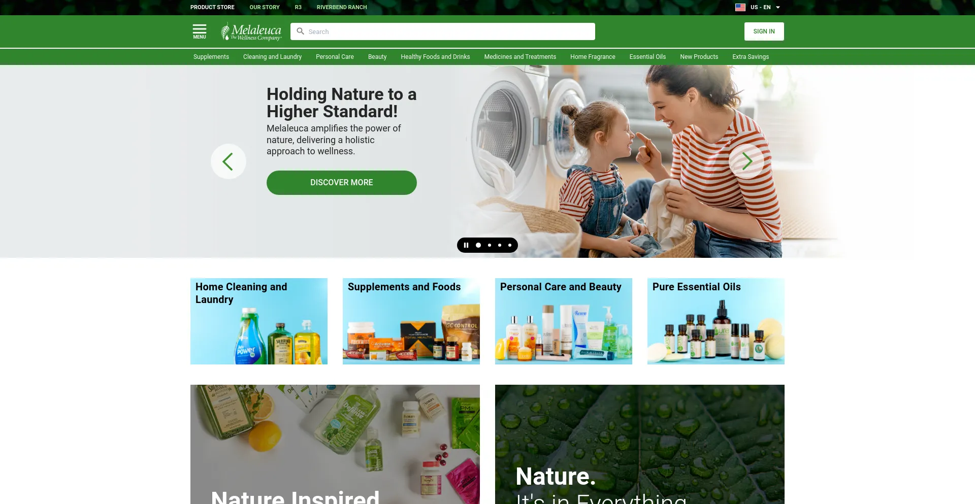 Screenshot of melaleuca.com homepage