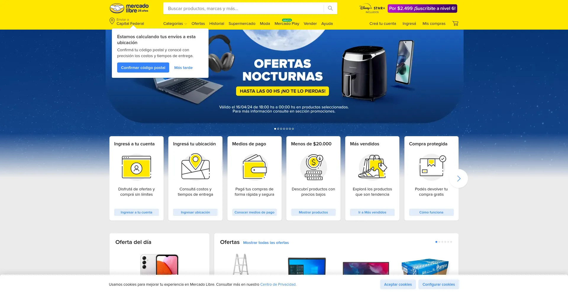 Screenshot of mercadolibre.com.ar homepage