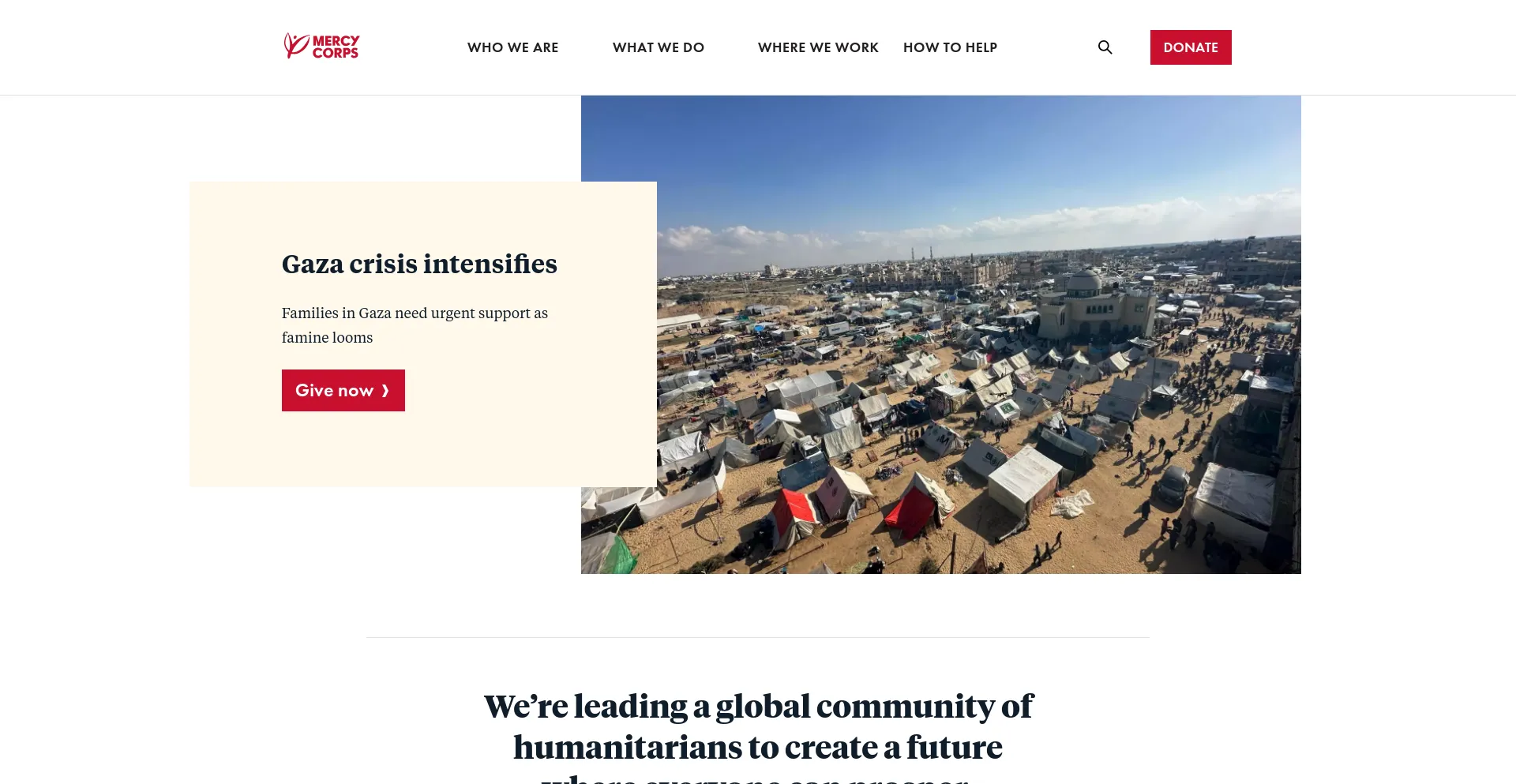 Screenshot of mercycorps.org homepage