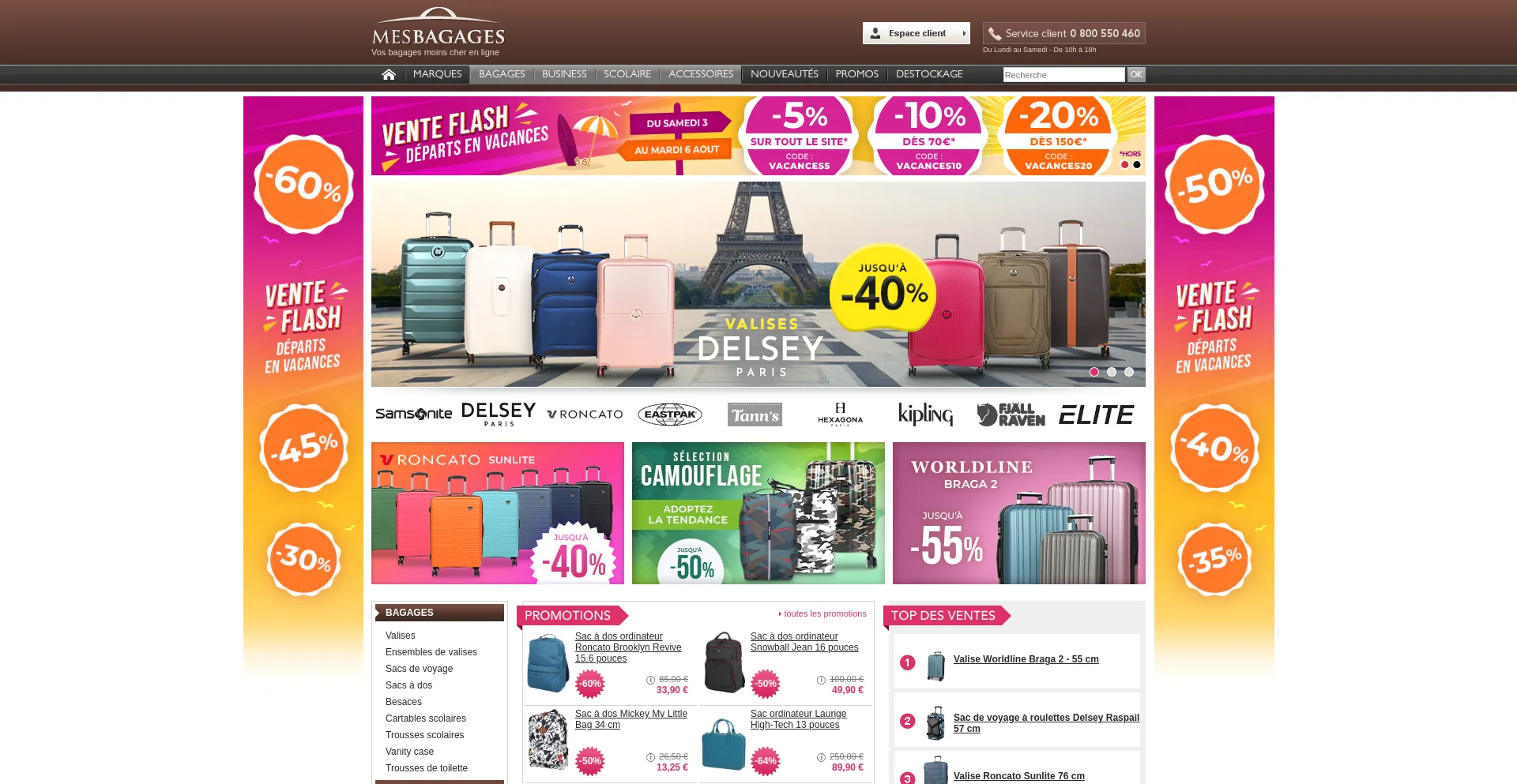 Screenshot of mesbagages.com homepage