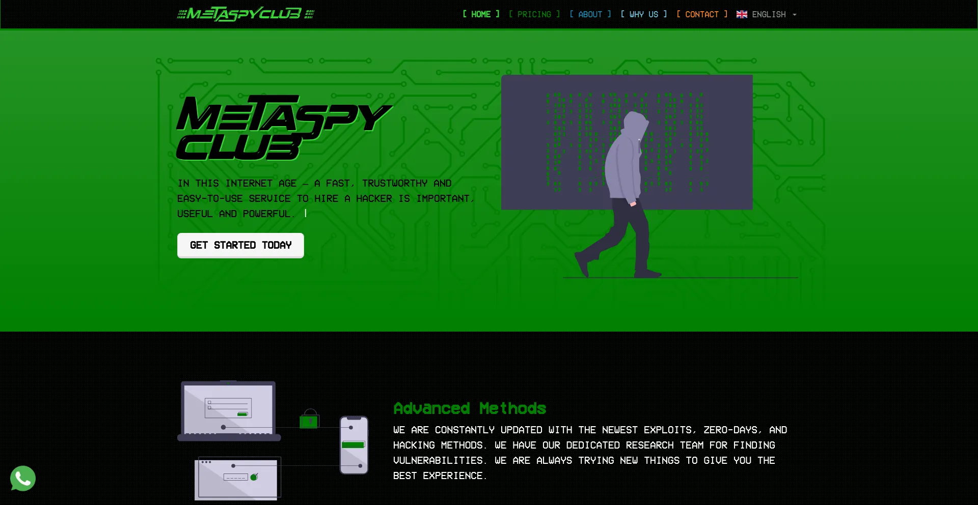 Screenshot of metaspyclub.com homepage