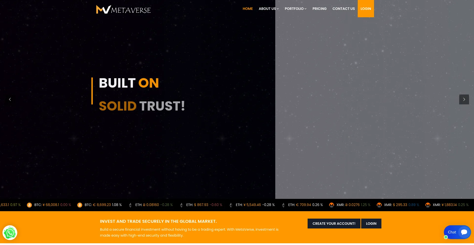 Screenshot of metaversefxt.online homepage