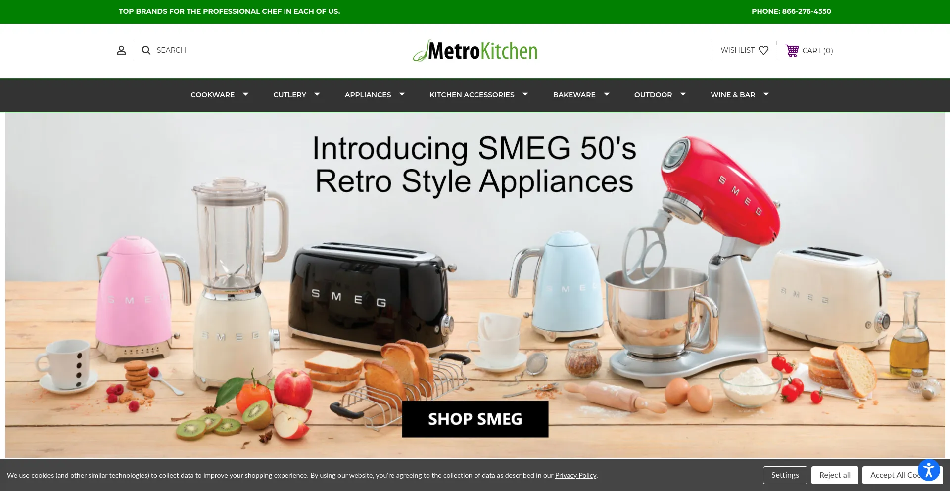 Screenshot of metrokitchen.com homepage