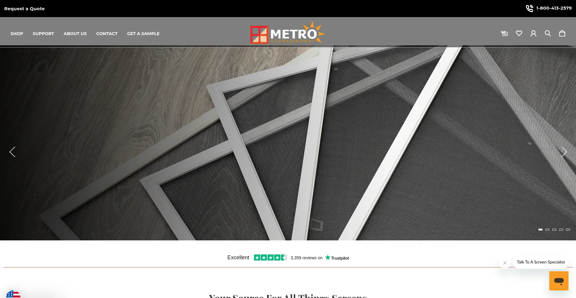 Screenshot of metroscreenworks.com homepage