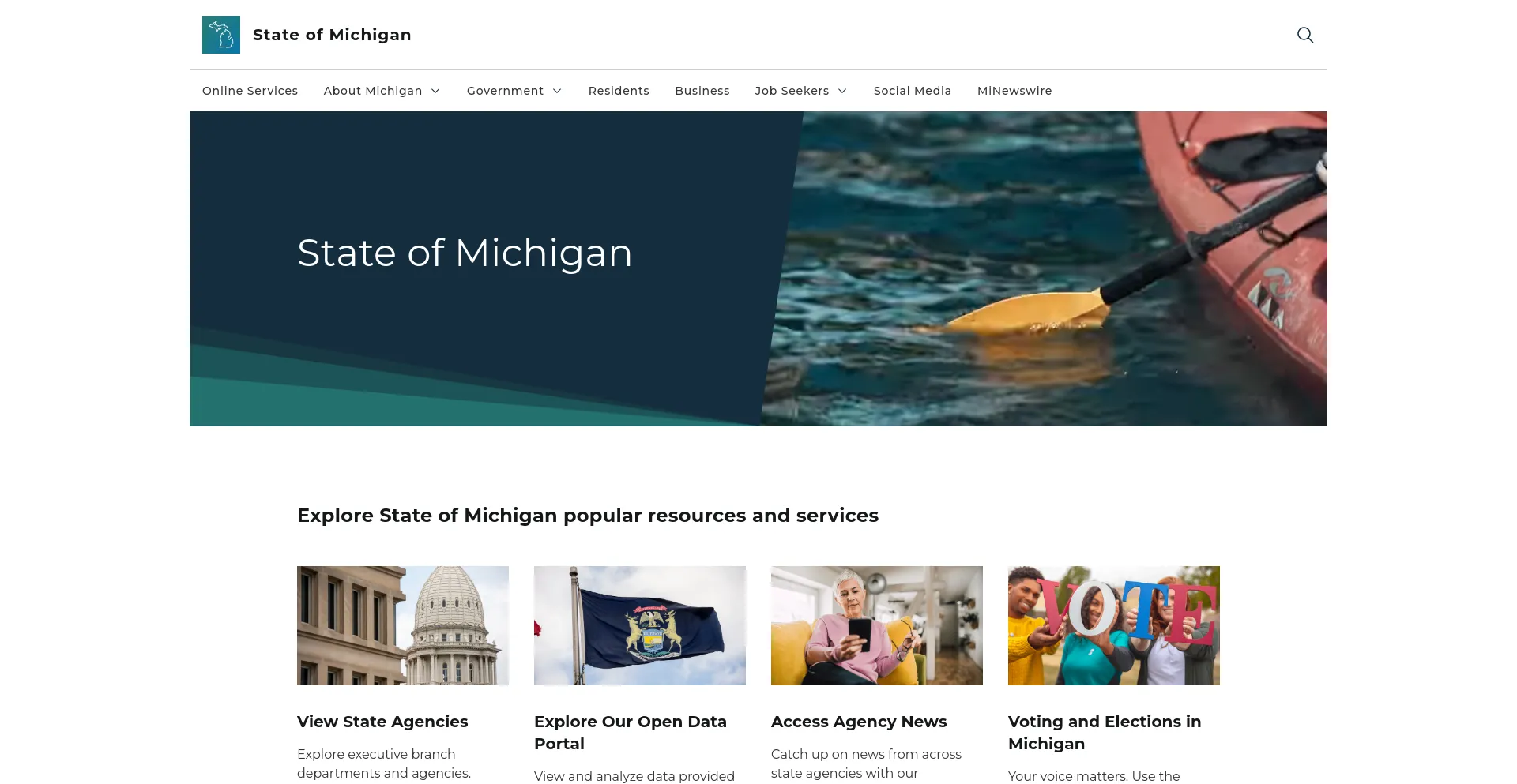 Screenshot of mi.gov homepage