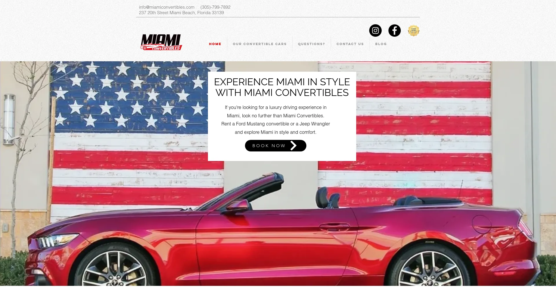 Screenshot of miamiconvertibles.com homepage