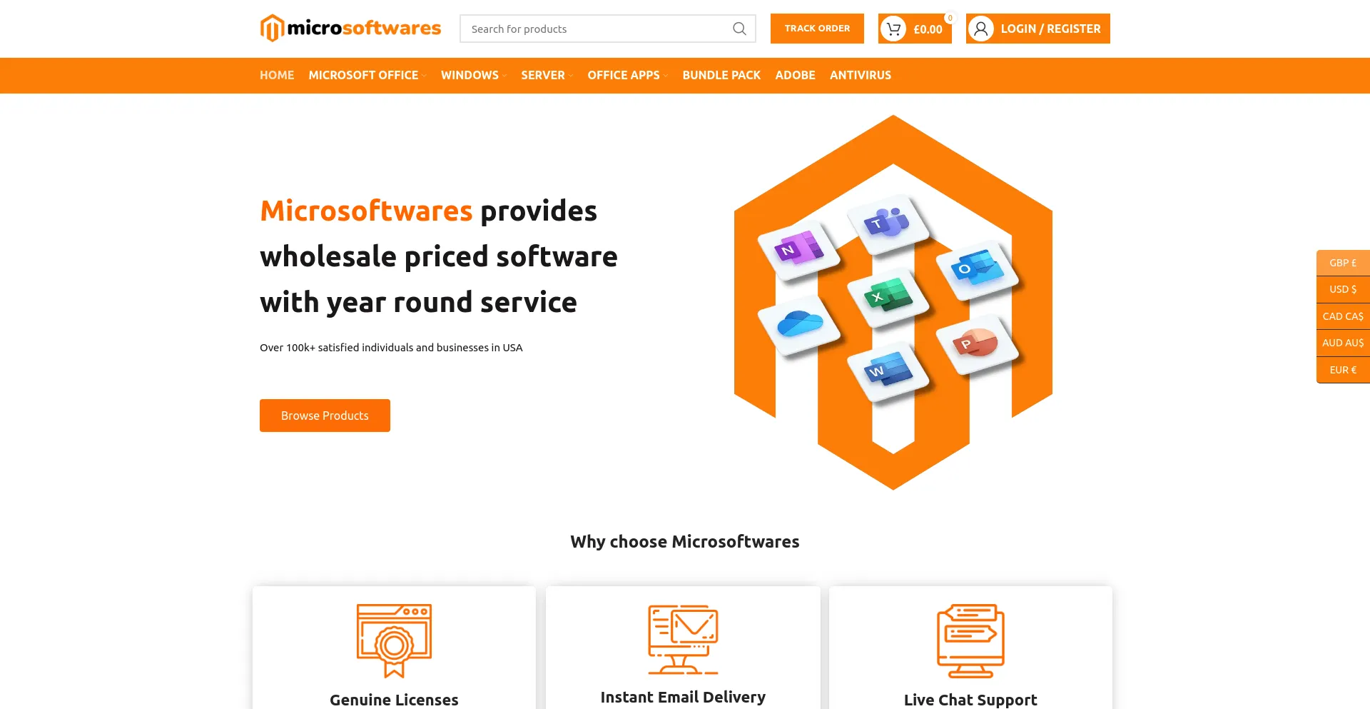 Screenshot of microsoftwares.net homepage