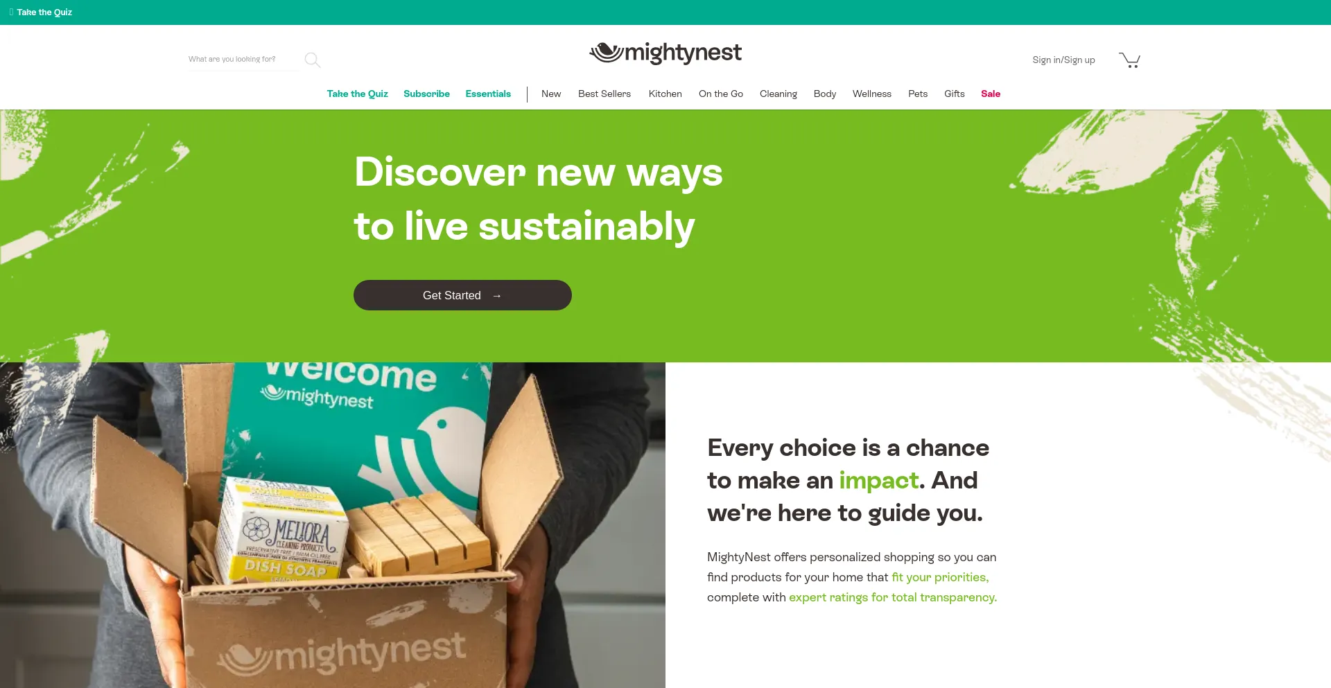 Screenshot of mightynest.com homepage