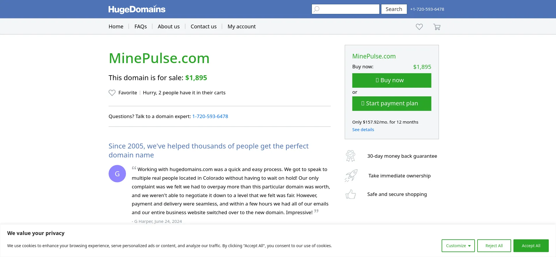 Screenshot of minepulse.com homepage