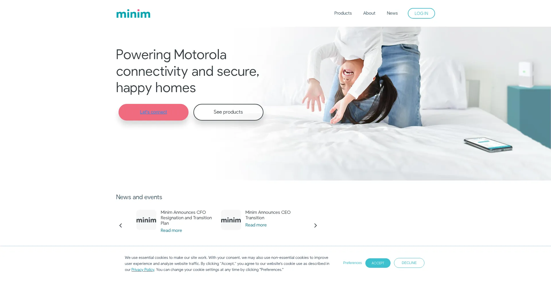 Screenshot of minim.co homepage