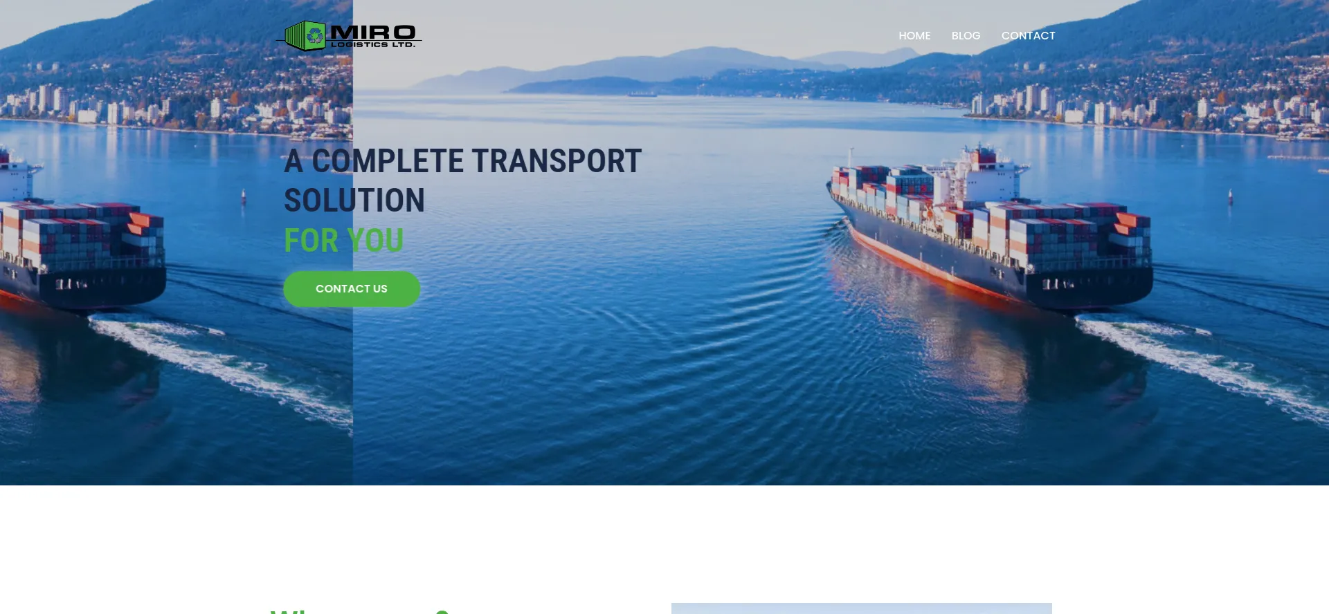 Screenshot of miro-logistics.com homepage