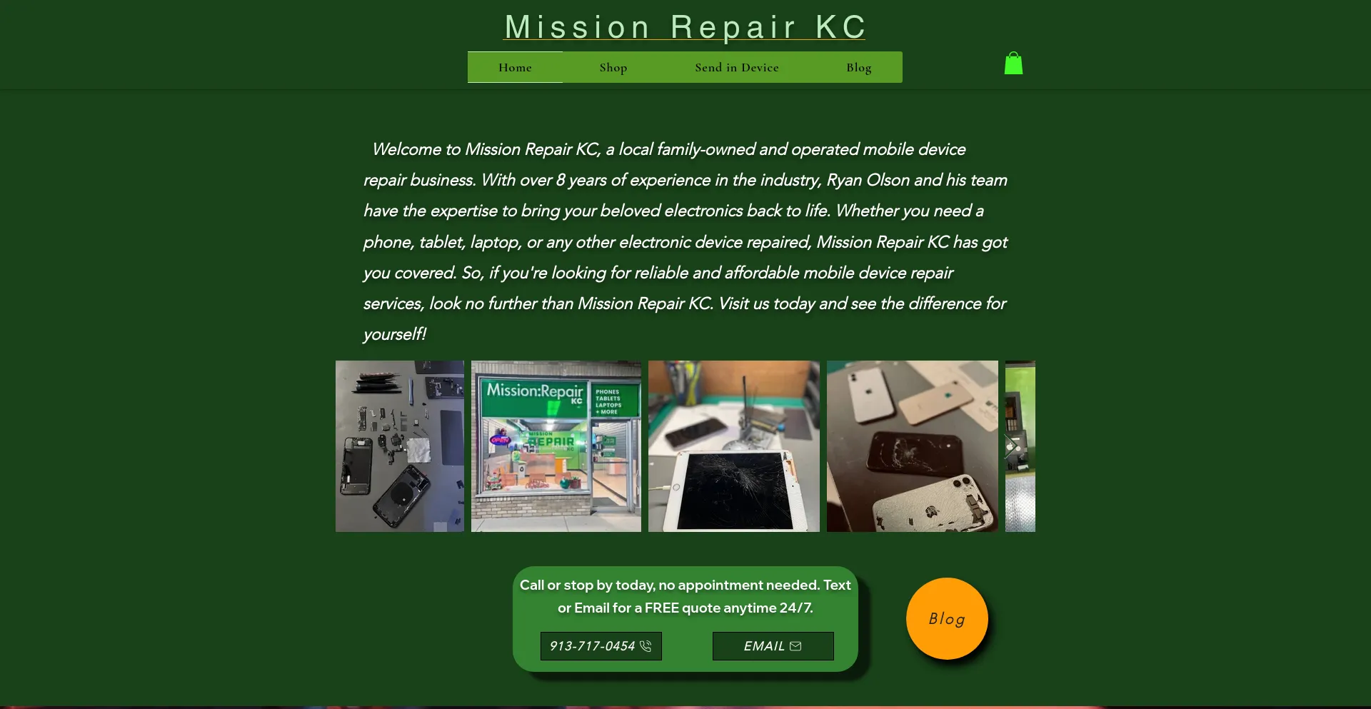 Screenshot of missionrepair.com homepage