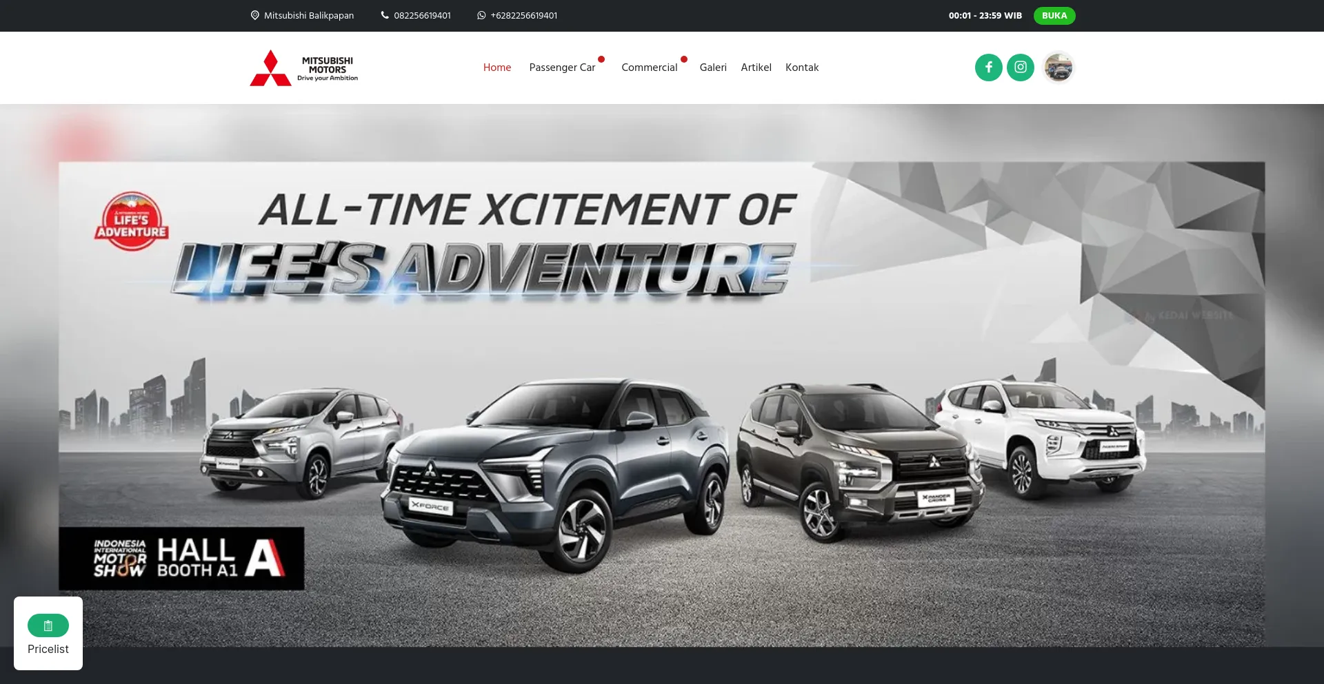 Screenshot of mitsubishi-balikpapan.com homepage