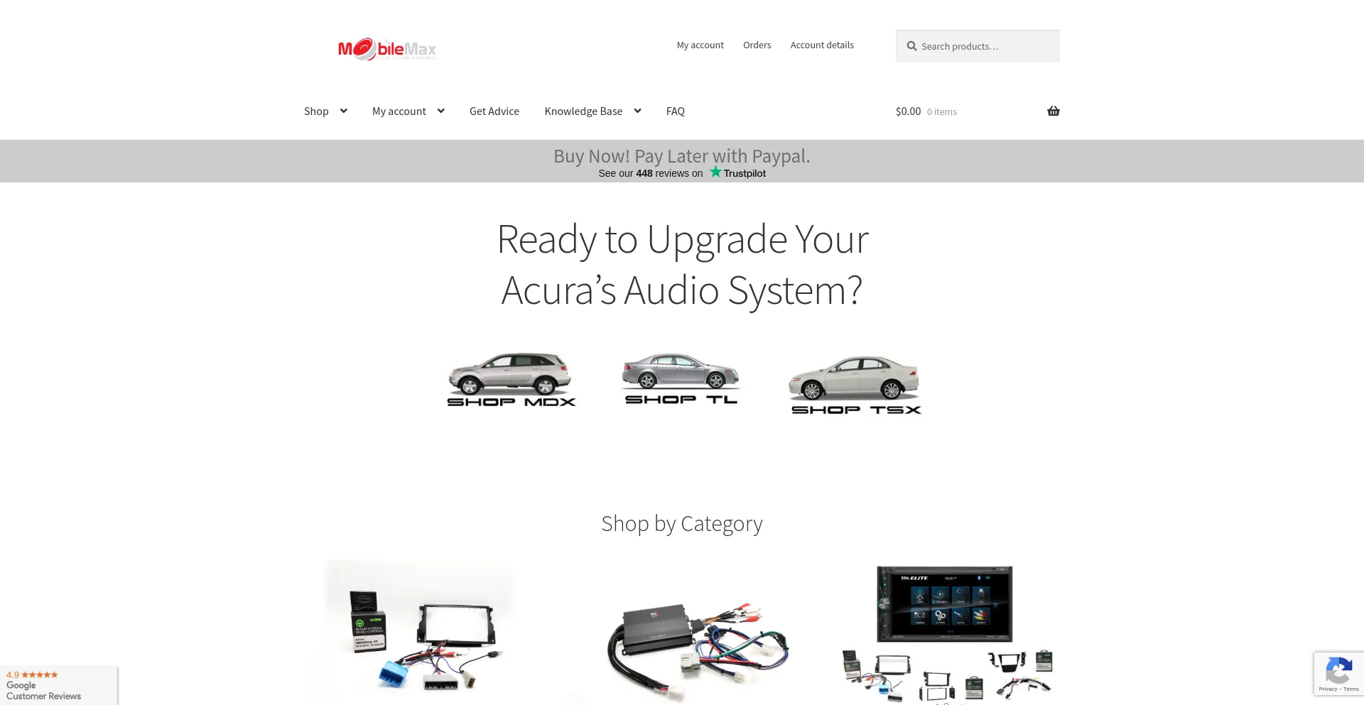 Screenshot of mobilemaxcaraudio.com homepage