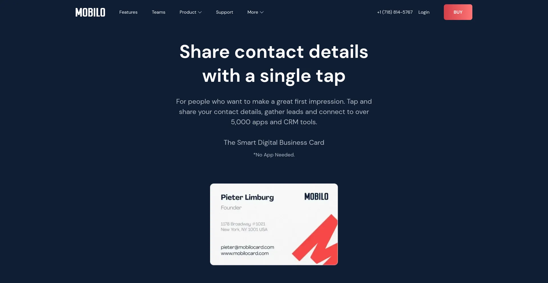 Screenshot of mobilocard.com homepage