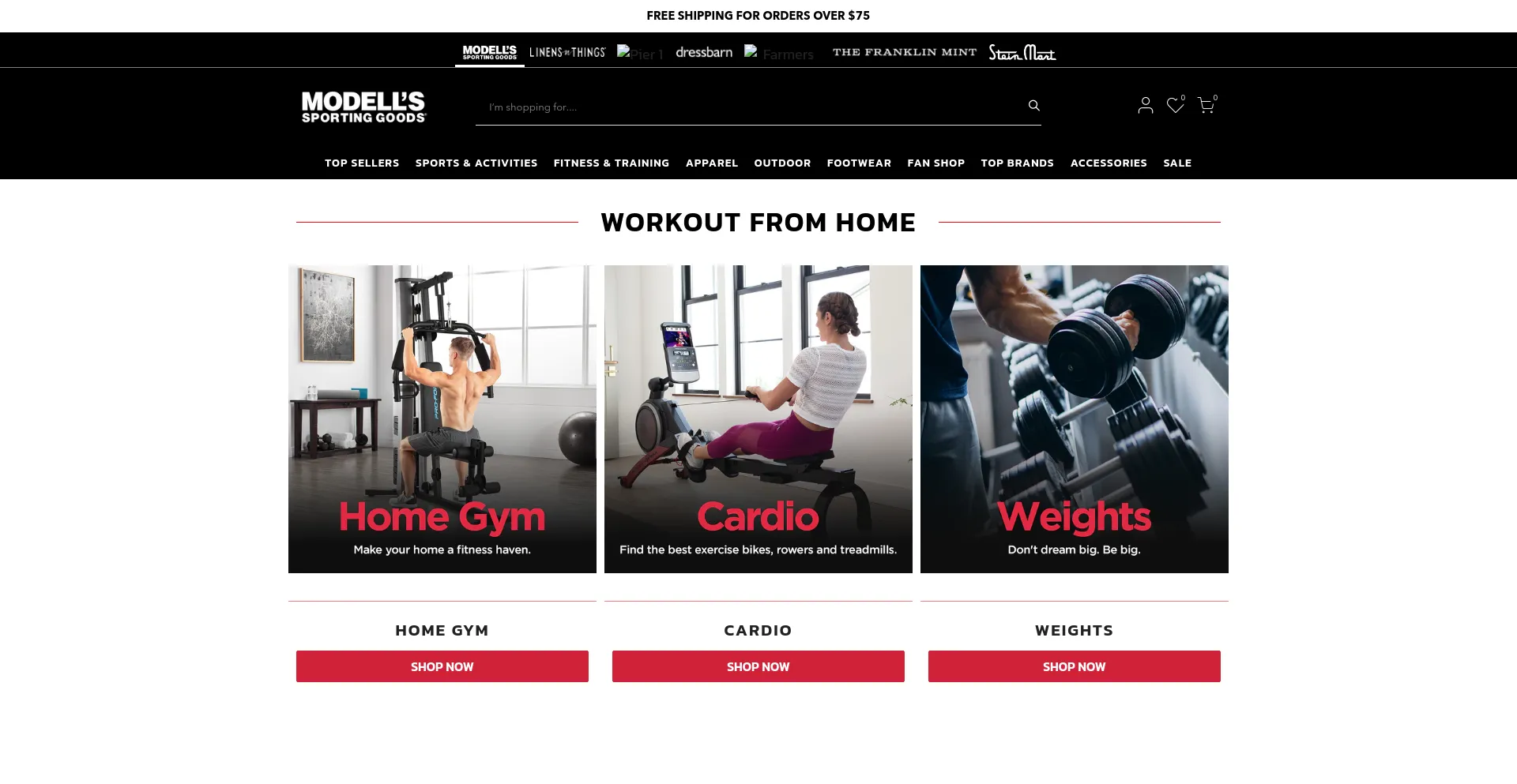 Screenshot of modells.com homepage