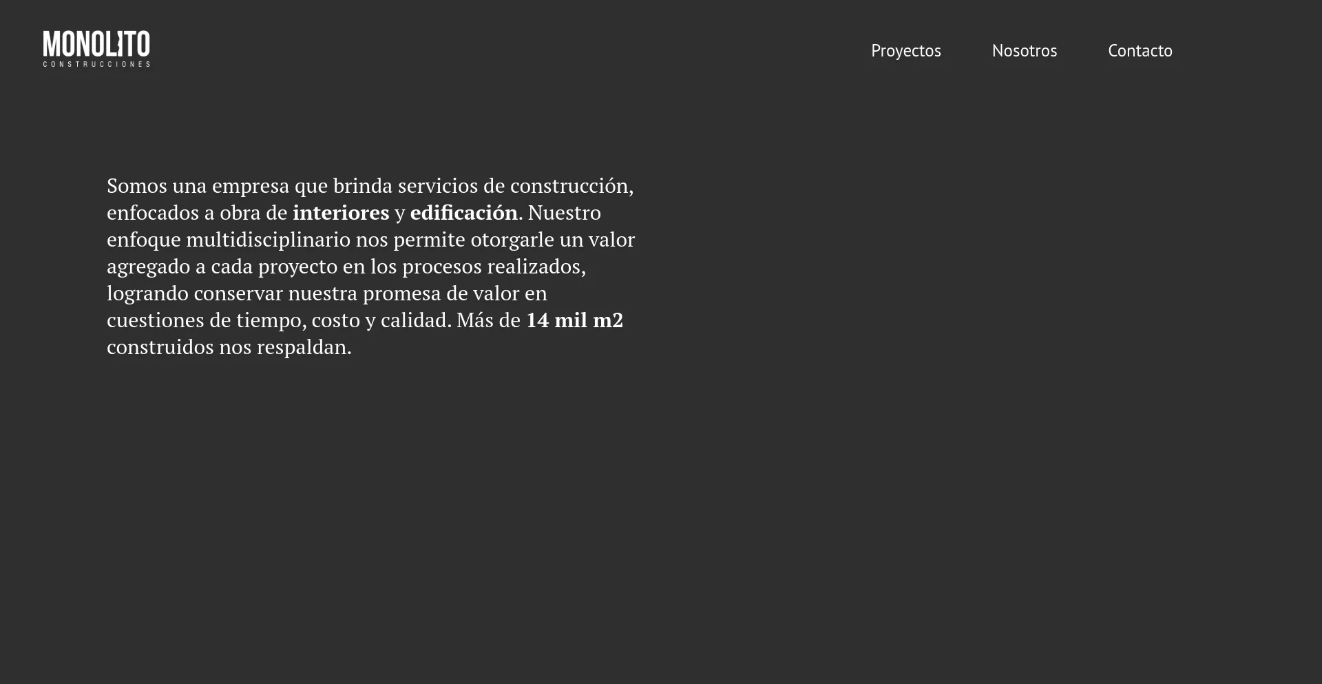 Screenshot of monolito.co homepage