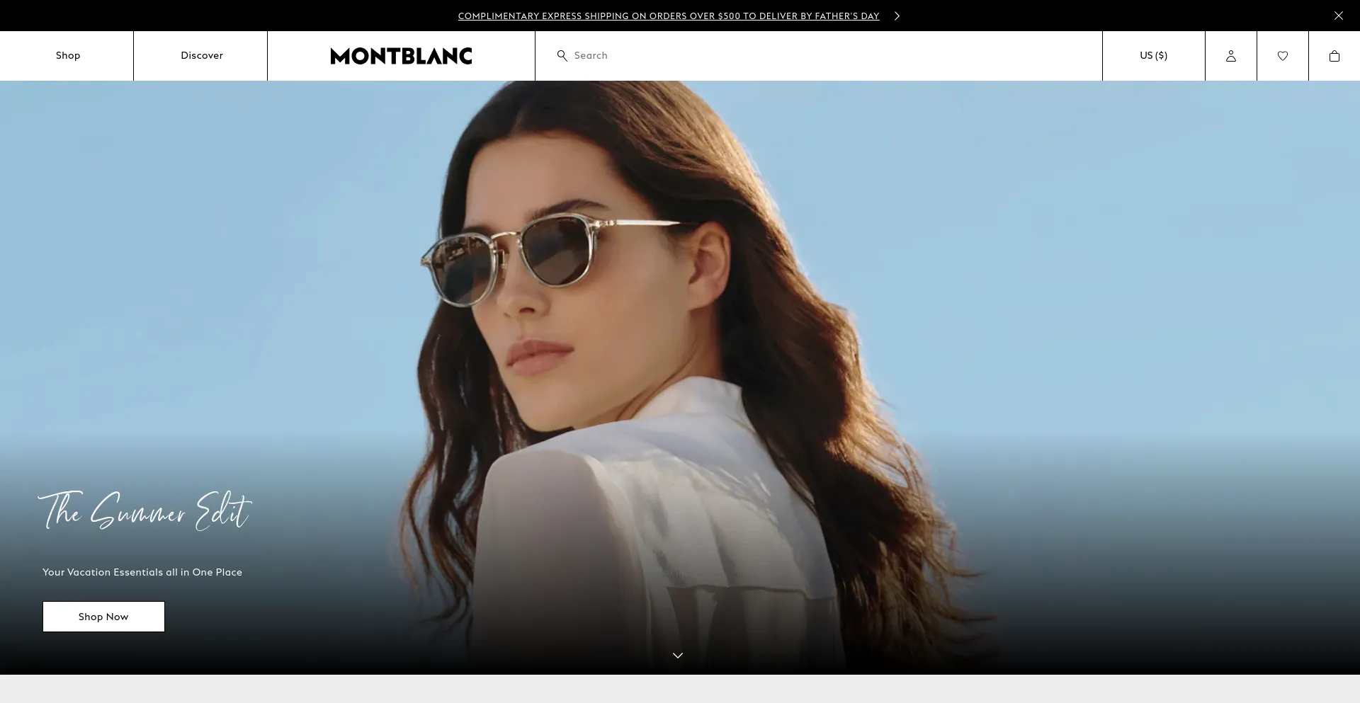 Screenshot of montblanc.com homepage