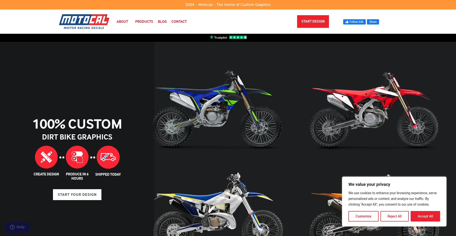 Screenshot of motocal.com homepage