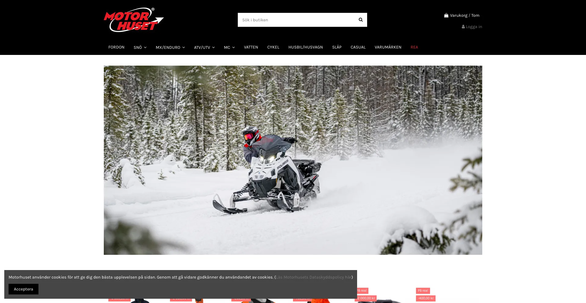 Screenshot of motorhuset.com homepage