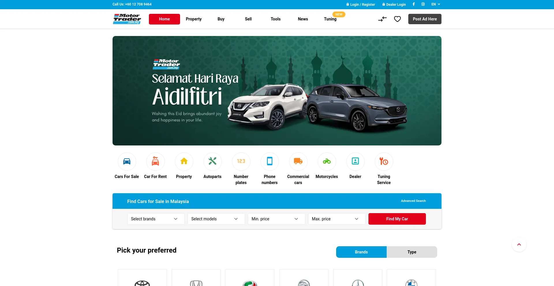 Screenshot of motortrader.com.my homepage