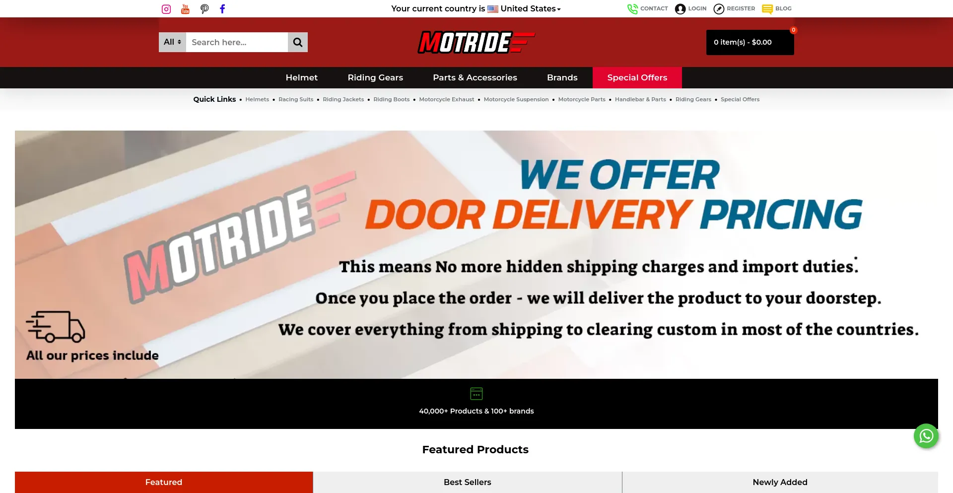 Screenshot of motride.com homepage