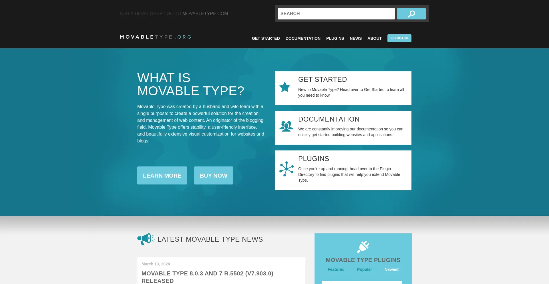 Screenshot of movabletype.org homepage