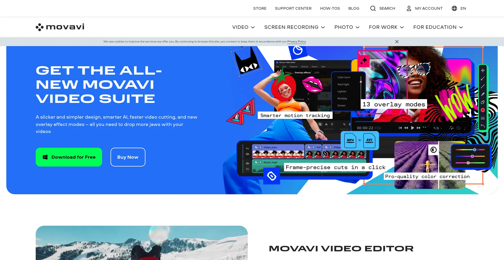 Screenshot of movavi.com homepage