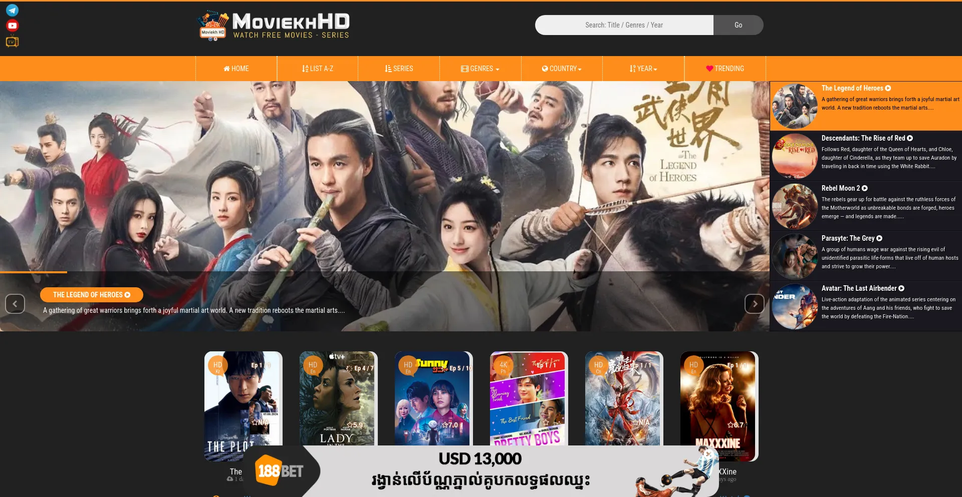 Screenshot of moviekhhd.biz homepage