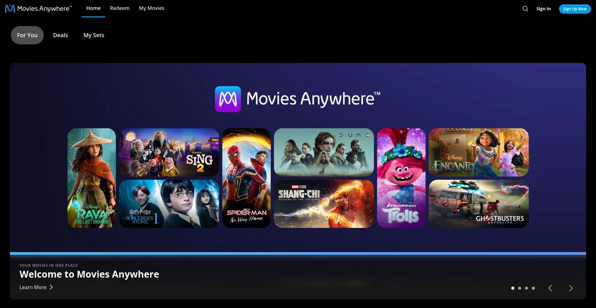 Screenshot of moviesanywhere.com homepage