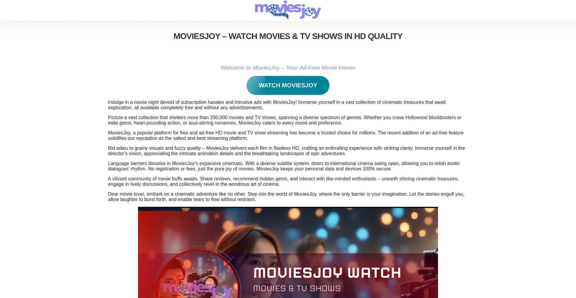 Screenshot of moviesjoy.watch homepage