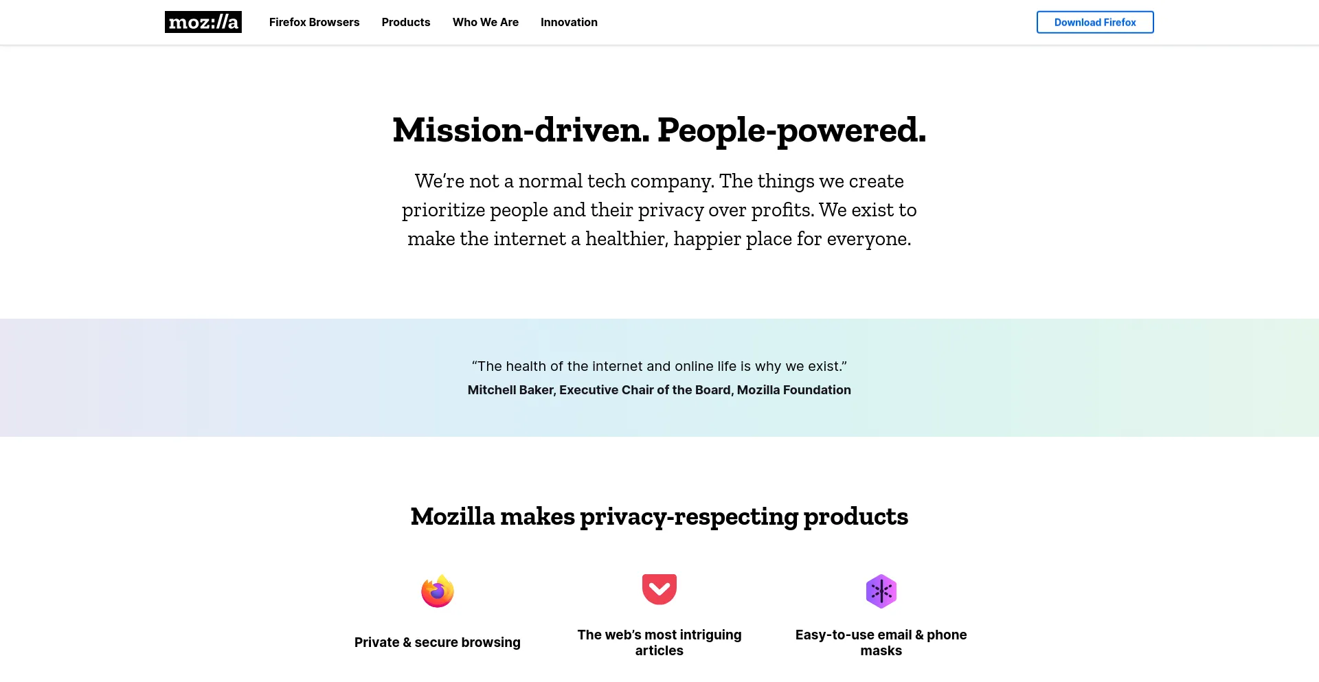 Screenshot of mozilla.org homepage