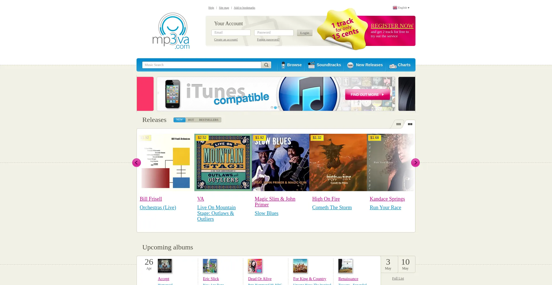 Screenshot of mp3va.com homepage