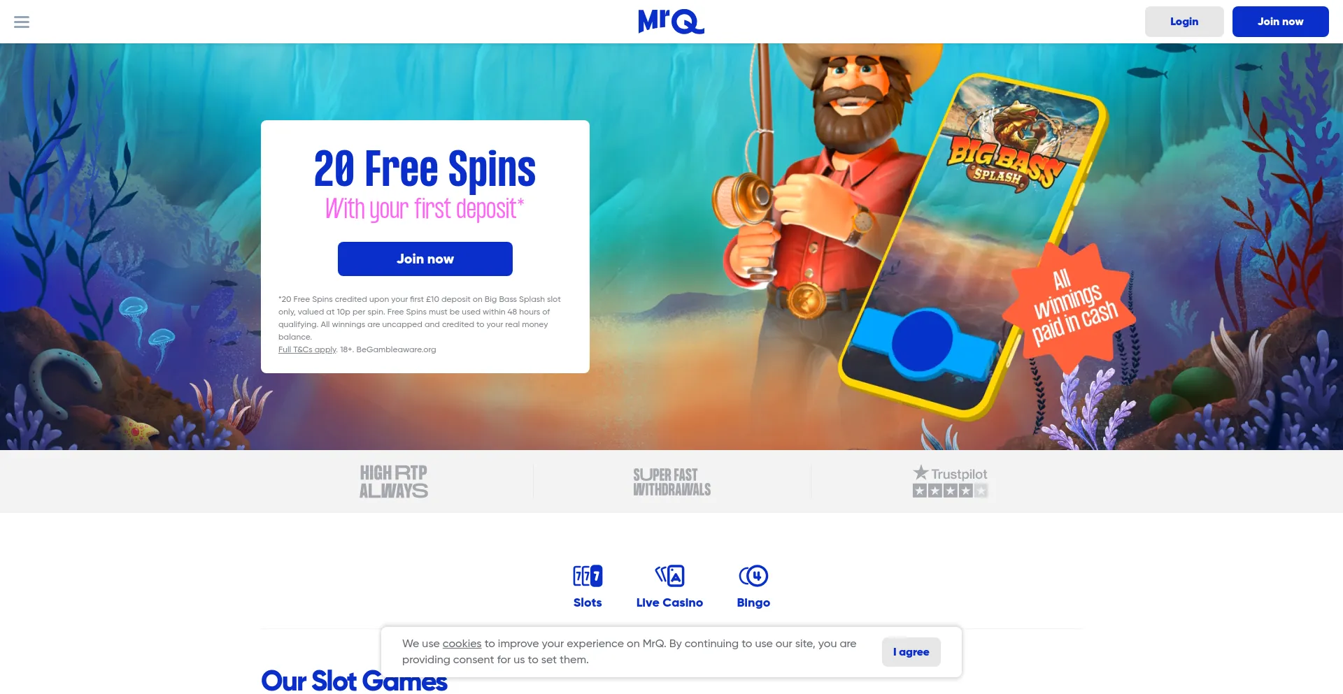 Screenshot of mrq.com homepage