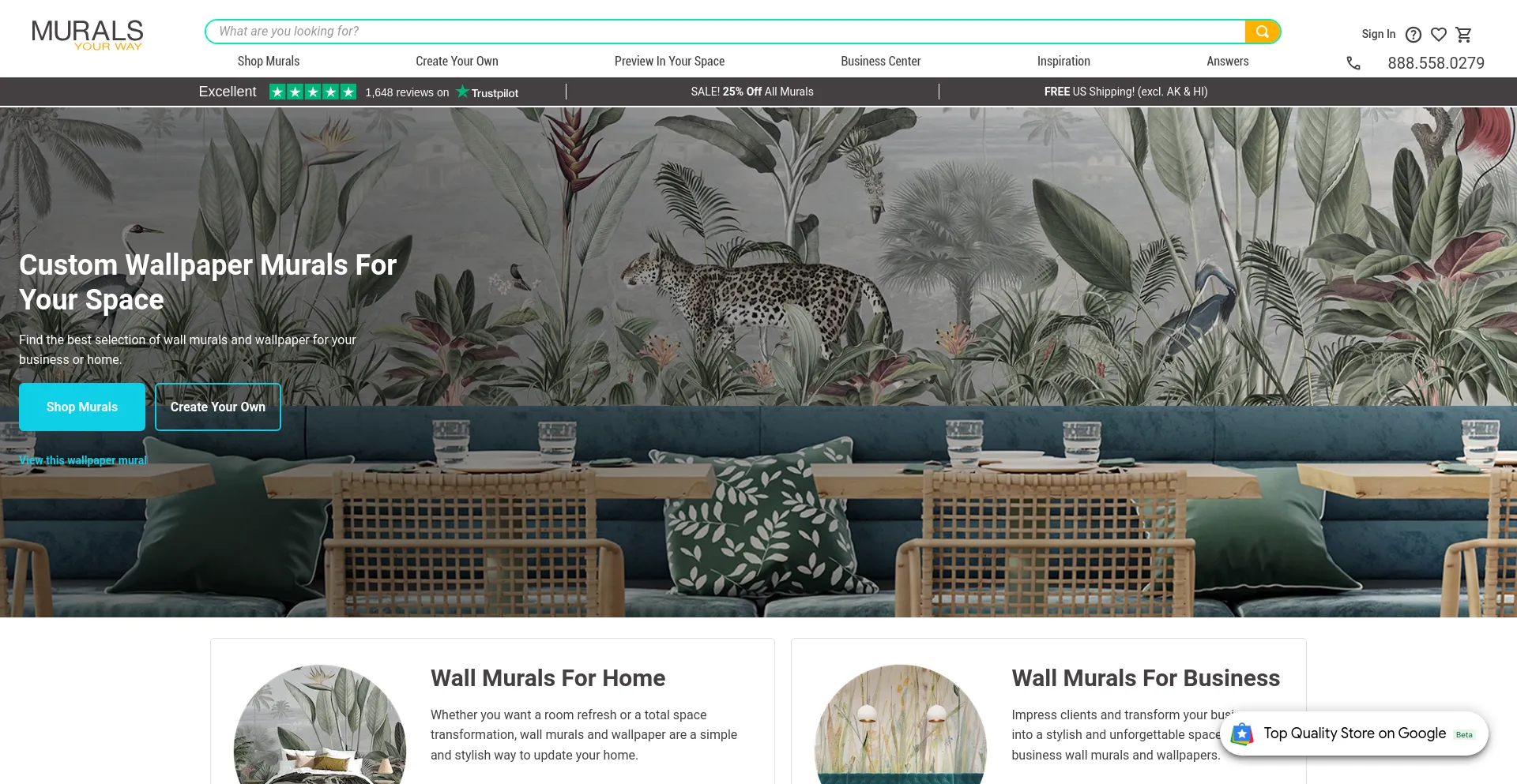 Screenshot of muralsyourway.com homepage