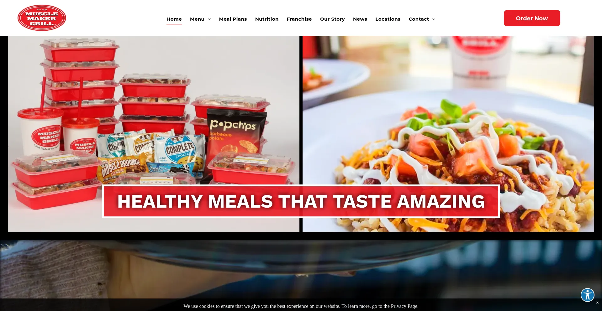 Screenshot of musclemakergrill.com homepage