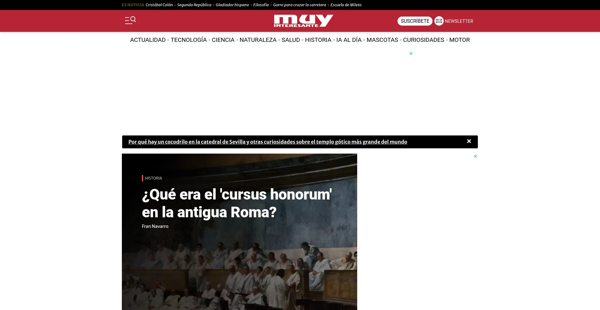 Screenshot of muyinteresante.es homepage